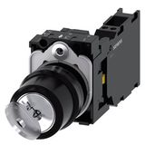 RONIS key-operated switch, 22 mm, round, plastic, lock number SB30, with 2 keys, 2 switch
