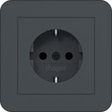 SCHUKO wall socket with cover, Safety Plus, plug-in class C.1 anthracite