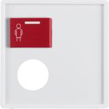 Central part with red call button on top and place for auxiliary plug-in connector, Berker Q.x, white, velvet