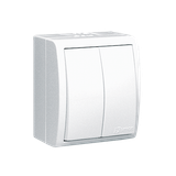IP44 double two-way switch illuminated, IP54, 10AX, Screw, white
