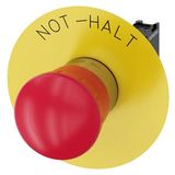 EMERGENCY STOP mushroom-type actuator, 22 mm, round, metal, shiny, red, 40 mm, positive latching, according to EN ISO 13850,  3SU1150-1HB20-1CH0-Z X90