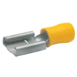 Insulated flat plug sleeve, 4.8 x 0.8 mm, 4.0 to 6.0 mm², AWG 12 to 10, brass, tin-plated, yellow, 8503