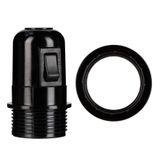 Lampholder E27 Bakelite Half Thread + Switch Black