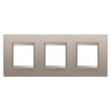 LUX INTERNATIONAL PLATE - IN METAL - 2+2+2 MODULES HORIZONTAL - BRUSHED ALUMINIUM - INNER FRAME MATT LIGHT BRONZE - CHORUSMART