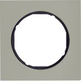 Frame 1gang, R.3, stainless steel/black