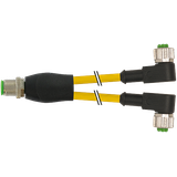 Y-Distributor M12 male/M12 fem. 90° A-cod. PUR 3x0.34 ye+dragch. 7.5m