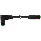 M12 male 90° / M12 female 0° A-cod. Lite PVC 8x0.25 bk UL/CSA 2m