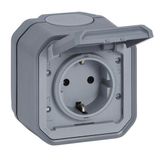 PLEXO GERMAN STANDARD SOCKET OUTLET WITH AUTO TERMINALS VDE - GREY - SURFACE