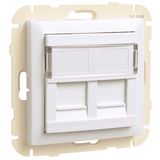 COV RING W/DOUB SUPPORT F/RJ45 CONNECT WHITE