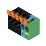 Printed circuit board terminals, 10.00 mm, Number of poles: 5, 90°, Solder pin length (l): 5 mm, tinned, black, PUSH IN with actuator, Clamping range, max. : 16 mm², Box