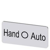 Labeling plate 12.5 x 27 mm, silver-colored label, labeling: Hand O Auto