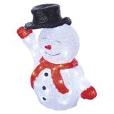 LED Christmas snowman with hat, 36 cm, outdoor and indoor, cool white, timer