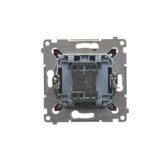 Double two-way switch with indicator light, LED not replaceable Color: blue, (module), 10AX, Screw, Inox, metallized