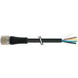 M12 Power female recept. T-cod. front incl. Nut PE-X-wires 4x2.5  0,5m