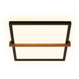LED ceiling light, black/wood, IP20, LED/18W, incl. backlight effect