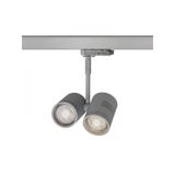 BEEBA II for 3-circuit tracks silver grey 230V LED GU10 2x8W