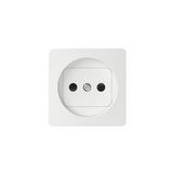 Cover for single socket outlet without earthing, white