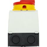 T0-3-15259/I1/SVB Main switch, T0, 20 A, surface mounting, 3 contact unit(s), 3 pole, 2 N/O, Emergency switching off function, With red rotary handle and yellow locking
