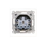 Single socket outlet with Schuko earthing for IP44 without seal frame, with shutters, (module), Simon 24, IP44, white, Flap color: Same as a cover