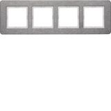 Frame 4gang, stainless Steel brushed, horizontal