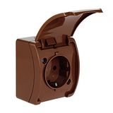 VG-1 Koala Single Socket 2P+Z SCHUKO surface mounted IP44 brown with brown flap VG 181-02