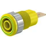 4 mm socket, flat plug connection, mounting Ø 12.2 mm, CAT III, yellow/green, 23.3060-20