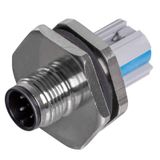 Round plug (field customisable), M12, A-coded, PUSH IN, Number of pole