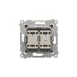 Double compact socket outlet with earthing IP44 version - flap in colour of the cover, 16A, Screw, dark grey