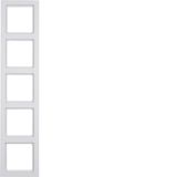 Frame 5gang vertical, labelling field, Q.3, polar white velvety