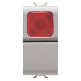 PUSH-BUTTON 1P 250V ac - NO 16A -  RED DIFFUSER - 1 MODULE - NATURAL SATIN BEIGE - CHORUSMART