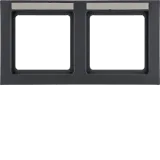 Frame, 2-fold low for channels, Berker Q.9, anthracite velvet