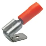 Insulated flat plug sleeve, 6.3 x 0.8 mm, 0.5 to 1.0 mm², AWG 20 to 18, brass, tin-plated, red, 720AZ