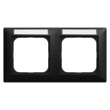 1732 NS-915  Cover frame with labelling field, horizontal with label space 2-gang black matt - Busch-balance SI