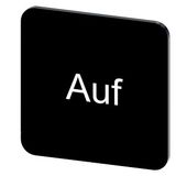 Labeling plate 22 x 22 mm, label black, labeling: Auf