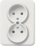 Double socket, frontal PE-white