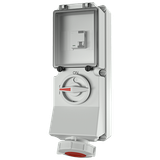 Wall mounted recept., 32A5p6h400V, IP67