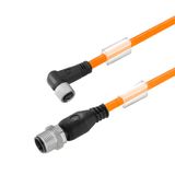 Sensor/actuator line, M12 / M8, Number of poles : 3, 1 m, Connecting line, Shielded: No, LED: No, Sheath material: PUR, Halogen: No