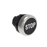 Pushbutton actuator, spring return, with symbol Ø22mm Platinum series chromed plastic, flush, STOP/Black