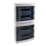 4-row distribution board, 72 MW, IP65, with a transparent door