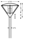 Post-top luminaires 983 CLO (normal) Reflector Black ET 25W 1500lm asymmetric wide (AB) IP23 IK04 3 SDCM