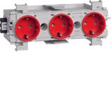 Socket-outlet 3-gang Wago f-mount red