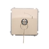 Single push button with key, 2 positions, "0-I" (modul). Possibility to remove the key only in position 0 ; beige