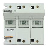 Fuse-holder, low voltage, 60 A, AC 600 V, DC 600 V, UL Class J, 120 x 83 x 125 mm, 3P, UL, CSA, Neon Lamp
