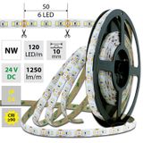 LED strip SMD2835 NW, 120LED/m, 14W/m, 1250lm/m, IP54, DC 24V, 10mm, 5m