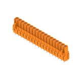 PCB plug-in connector, female header, Dovetails for fixing blocks, THT solder connection, 5.08 mm, Number of poles: 18, 180°, Solder pin length (l): 3.2 mm, Au (Gold), black, Box