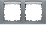 Frame 2gang hor., lab. field, S.1, al. matt