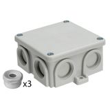 K76, bakelite junction box, colour-grey, IP54, 500V, 7 entrances, with 3xWN16 cable glands