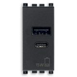 A+C-USB power unit 15W 5V 1M grey