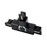 Adjustable connector T for 3-phase track, left, black