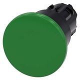 Mushroom pushbutton, 22 mm, round, plastic, green